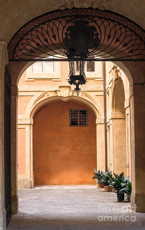 Italian Courtyard Poster featuring the photograph Courtyard of Siena by Prints of Italy