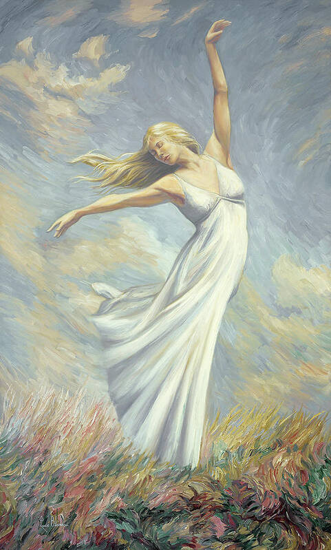 Impressionist Poster featuring the painting Dancing in Monet's Field by Lucie Bilodeau