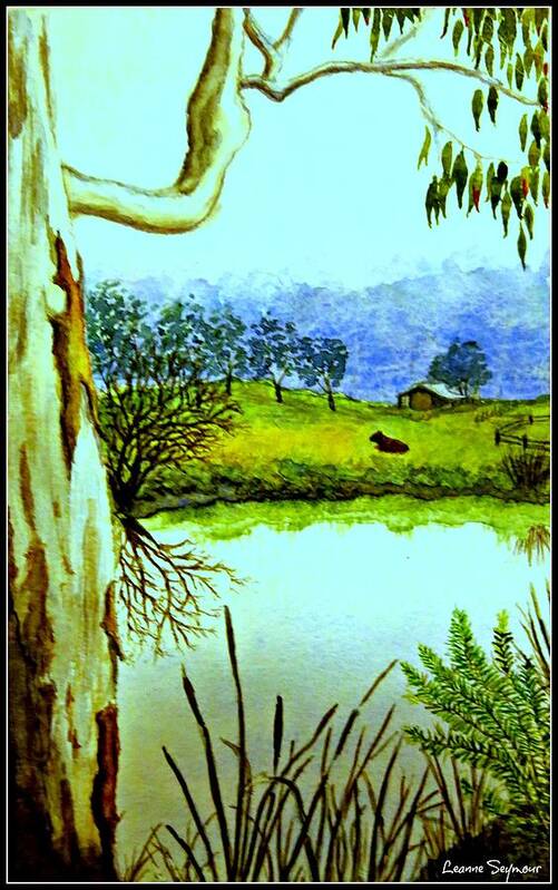 River Poster featuring the painting Down By The River Side 1 - Within Border by Leanne Seymour