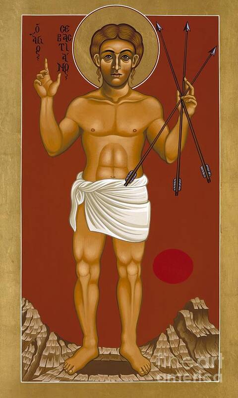 Holy Martyr St. Sebastian Poster featuring the painting Holy Martyr St. Sebastian 032 #2 by William Hart McNichols
