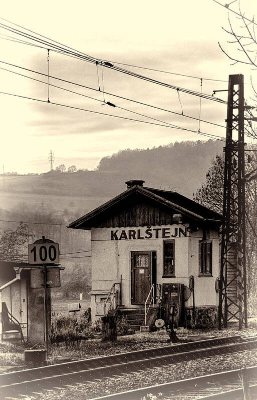 Joan Carroll Poster featuring the photograph Karlstejn Railroad Shack by Joan Carroll