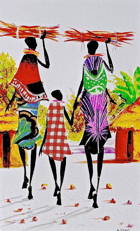 African Paintings Poster featuring the painting L 121 by Albert Lizah
