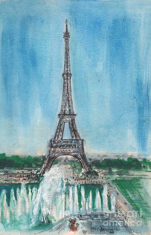 Eiffel Tower Poster featuring the painting Love of the Eiffel by Mary Armstrong