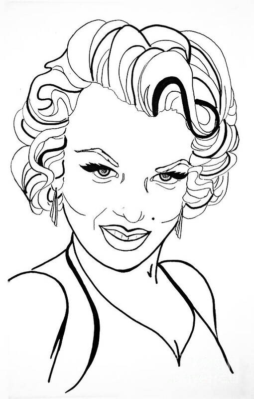 Marilyn Monroe Poster featuring the drawing Marilyn Monroe Line Drawing by Linda Simon