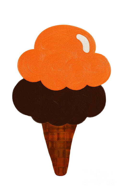 Food Poster featuring the digital art Orange And Chocolate Ice Cream by Andee Design