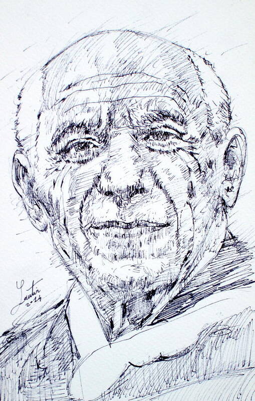 Pablo Picasso Poster featuring the drawing PABLO PICASSO - drawing portrait by Fabrizio Cassetta