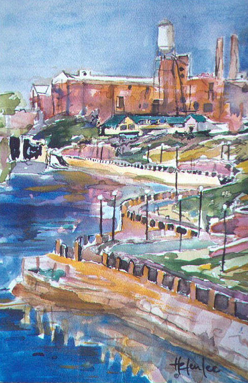 Impressionist Poster featuring the painting Riverwalk by Helen Lee