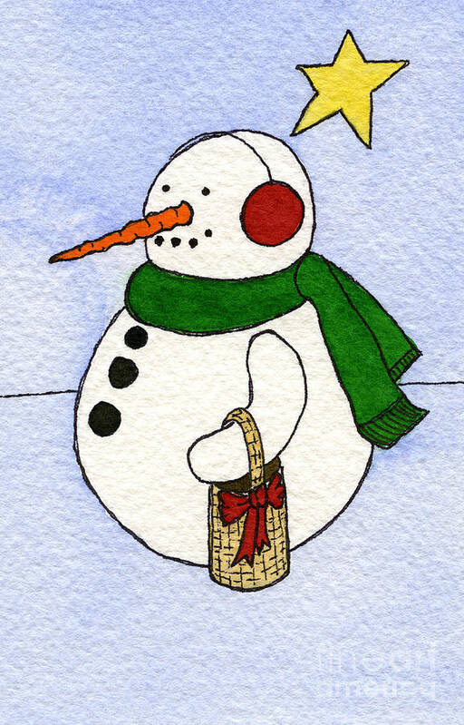 Snowman Print Poster featuring the painting Snowy Man by Norma Appleton