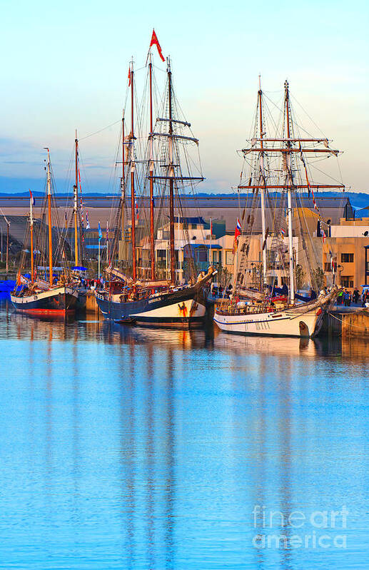 Tall Ships Port River Adelaide Moored Wharf Docked Port Adelaide Poster featuring the photograph Tall Ships by Bill Robinson