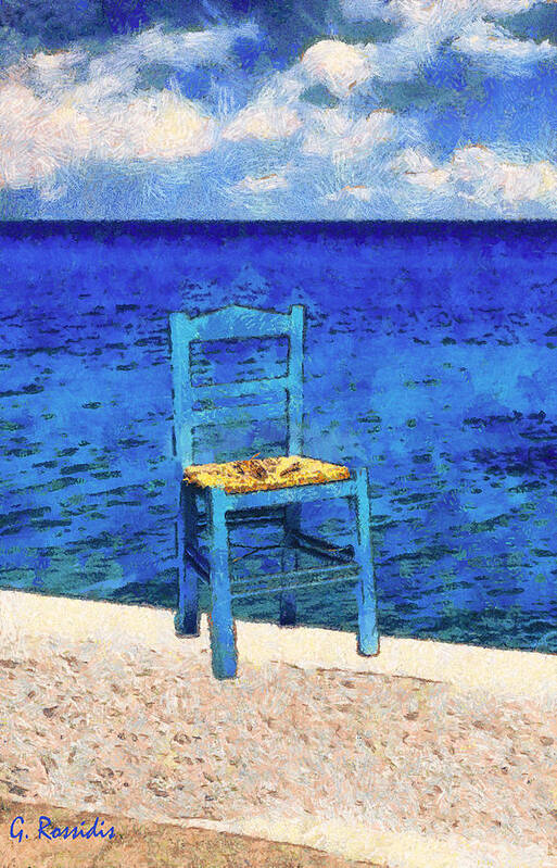 Rossiddis Poster featuring the painting The blue chair by George Rossidis