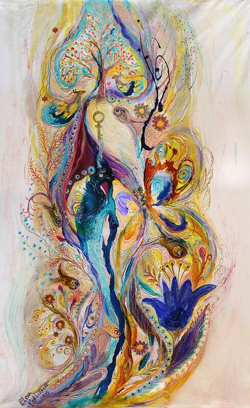 Modern Jewish Art Poster featuring the painting The Splash Of Life 4 by Elena Kotliarker