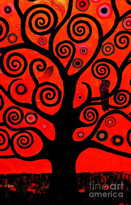 Red Poster featuring the painting The Tree Of Life Red by Samantha Black