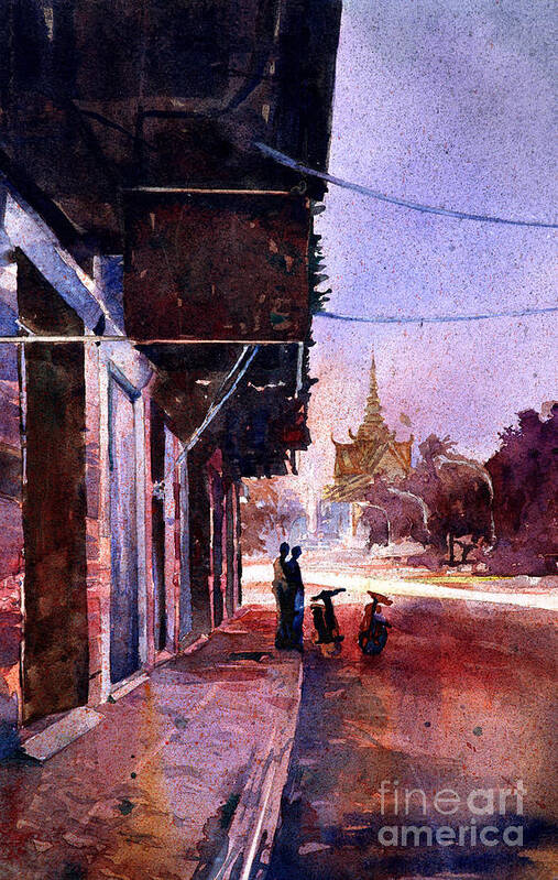  Watercolor Paper Poster featuring the painting Watercolor painting of Royal Palace Phnom Penh Cambodia by Ryan Fox