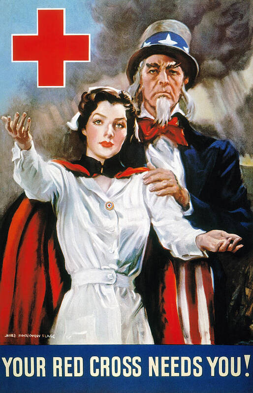 1942 Poster featuring the photograph World War II: Red Cross by Granger