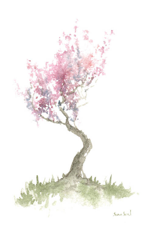 Zen Poster featuring the painting Zen Tree In Spring by Sean Seal
