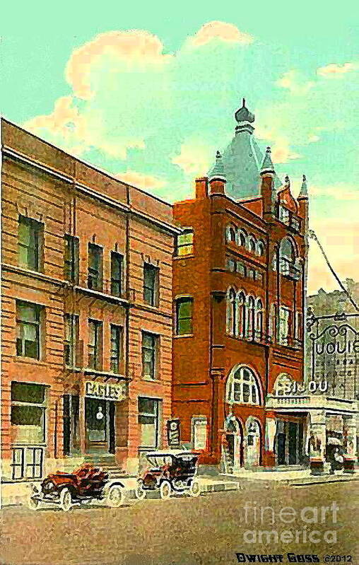 Clubs Poster featuring the painting Eagles Home And Bijou Theatre In Milwaukee Wi In 1910 by Dwight Goss