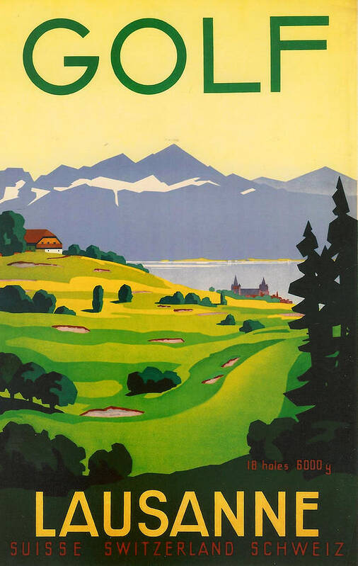 Golf Poster featuring the digital art Golfing in Lausanne by Georgia Clare