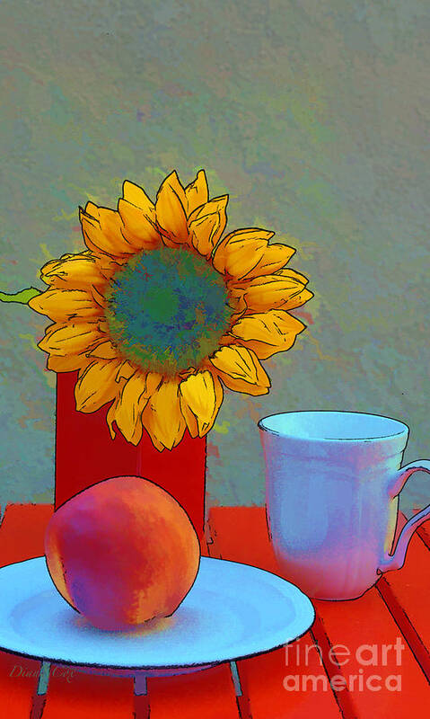 Diana Cox Poster featuring the digital art Peach of a Day by Diana Cox