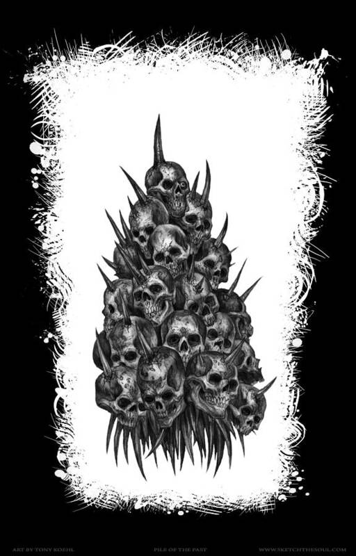 Sketch The Soul Poster featuring the mixed media Pile of Skulls by Tony Koehl