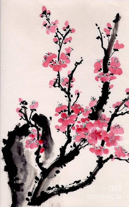 Flower Poster featuring the painting Plum Blossoms IV by Yolanda Koh