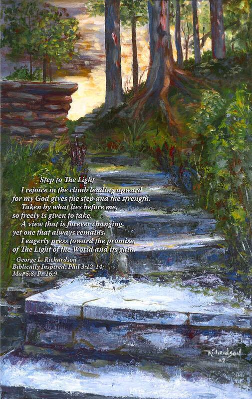 Stoney Brook State Park Poster featuring the painting Step to The Light with poem by George Richardson