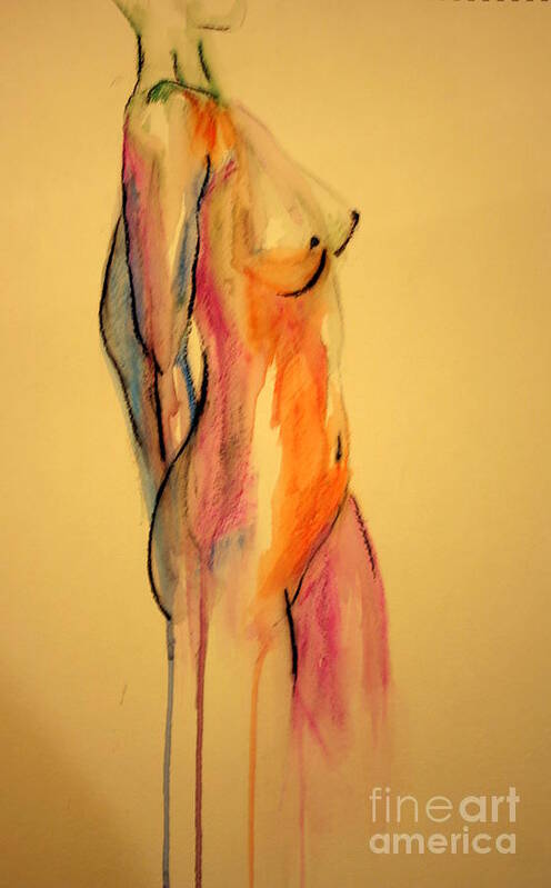 Sketch Class Paintings Poster featuring the painting Watercolor Nude by Julie Lueders 