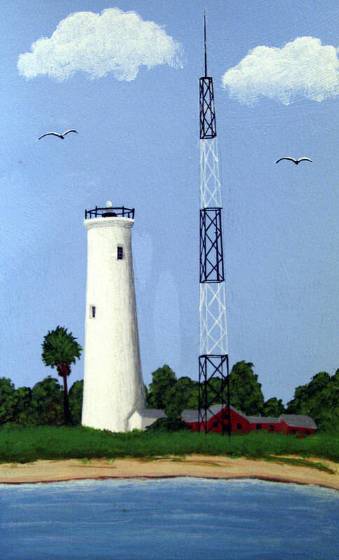 Lighthouses Poster featuring the painting Egmont Key Lighthouse #1 by Frederic Kohli