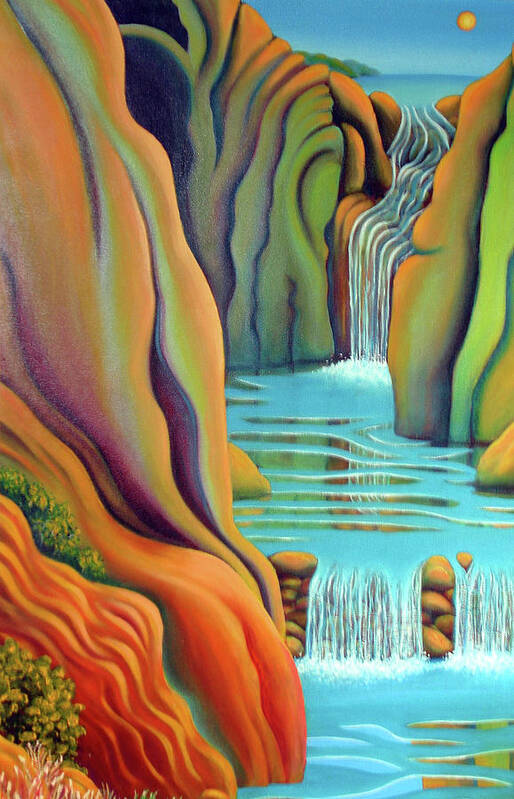 Water Poster featuring the painting Prosperity Waterfall 2 #2 by Barbara Stirrup