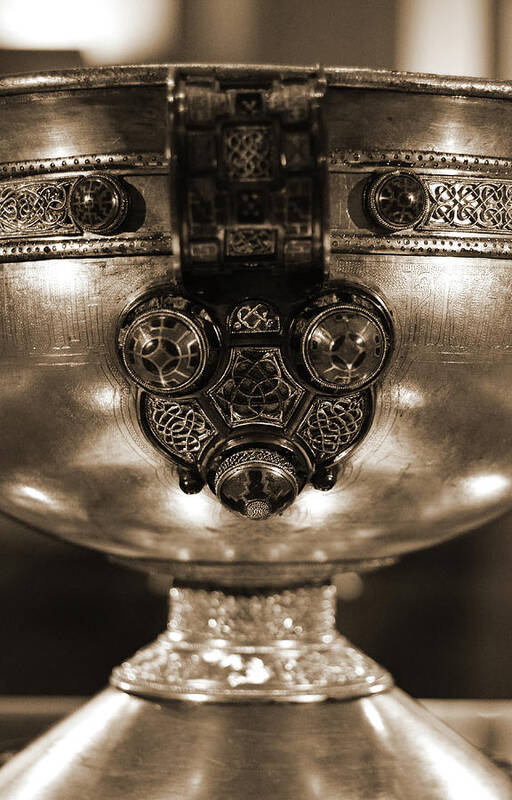 Chalice Poster featuring the photograph Ardagh Chalice Macro Irish Artistic Heritage Sepia by Shawn O'Brien