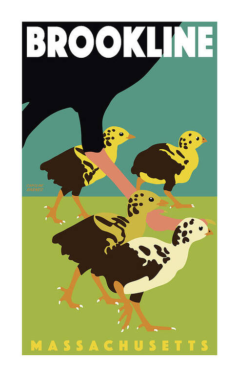 Brookline Turkeys Poster featuring the digital art Babies by Caroline Barnes
