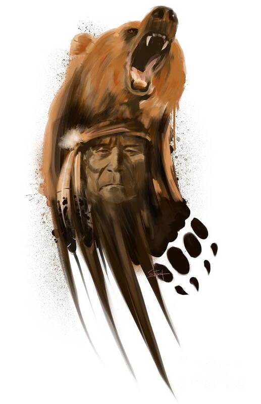 Bear Art Poster featuring the painting Bear spirit by Sassan Filsoof