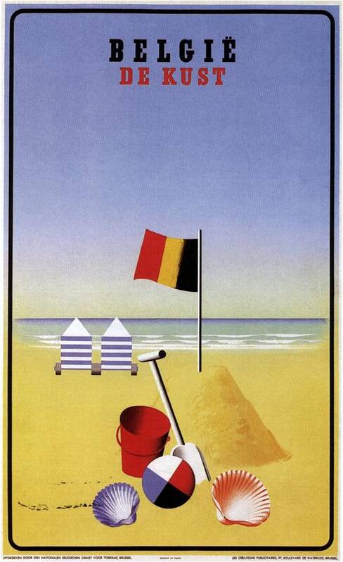 Belgie De Kust Poster featuring the mixed media Belgie De Kust - Belgium the Coast - Retro travel Poster - Vintage Poster by Studio Grafiikka