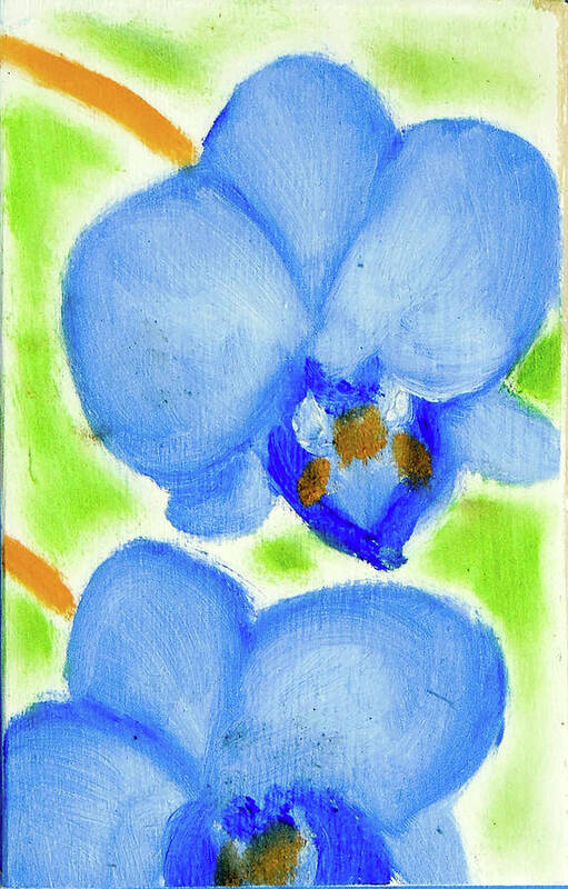  Poster featuring the painting Blue Orchids by Loretta Nash