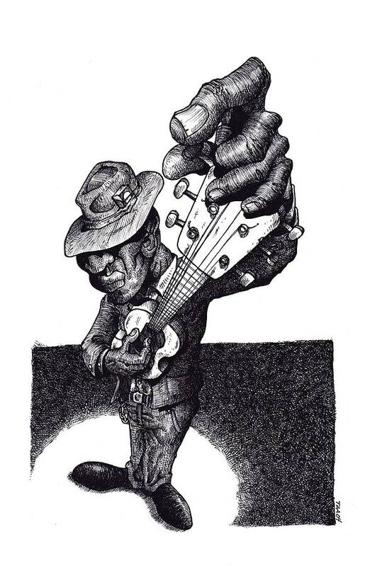 Blues Poster featuring the drawing Blues Guitar by Tobey Anderson
