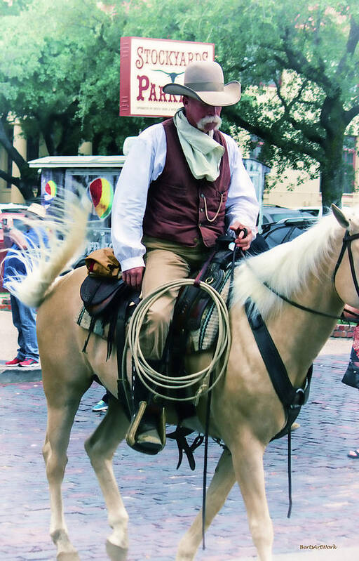 #cattledrive #steers #horses #cowboys #fortworthtexas #texas #drivingcattle Poster featuring the photograph Horse and Rider by Roberta Byram