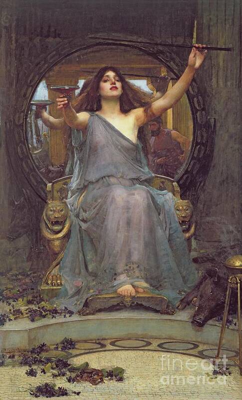 Circe Offering The Cup To Ulysses Poster featuring the painting Circe Offering the Cup to Ulysses by John Williams Waterhouse