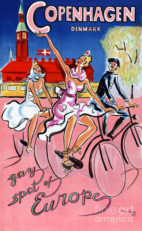 Vintage Poster featuring the painting Copenhagen Vintage Travel Poster Restored by Vintage Treasure