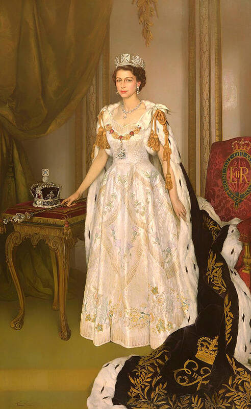 Painting Poster featuring the painting Coronation Portrait Of Queen Elizabeth II Of The United Kingdom by Mountain Dreams