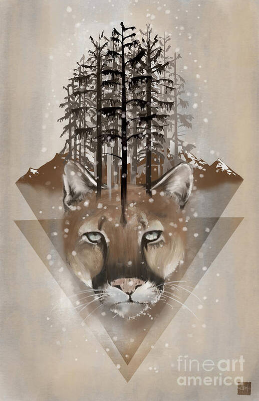Wildlife Poster featuring the painting Cougar by Sassan Filsoof