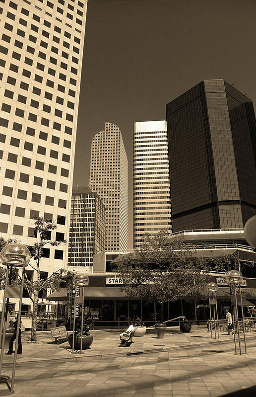 16th Poster featuring the photograph Denver Architecture Sepia by Frank Romeo