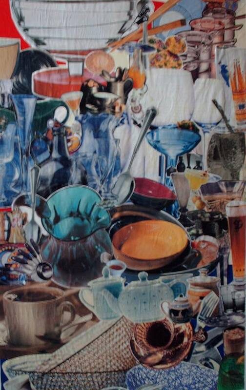 Dishes Kitchen Poster featuring the mixed media Dishparty by Nancy Graham