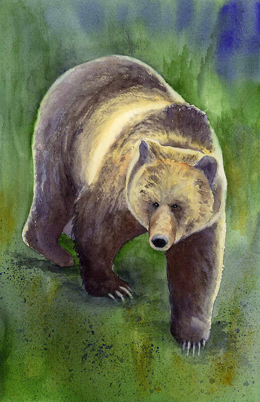 Bear Poster featuring the painting Downhill Grizzly by Marsha Karle