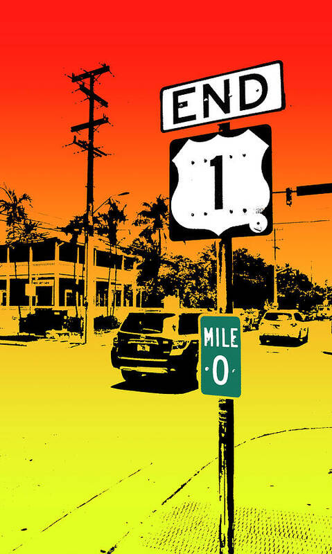 Us 1 Poster featuring the digital art End Of The Road by Timothy Lowry