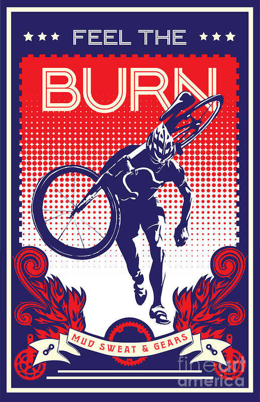 Cyclocross Art Poster featuring the painting Feel the Burn by Sassan Filsoof