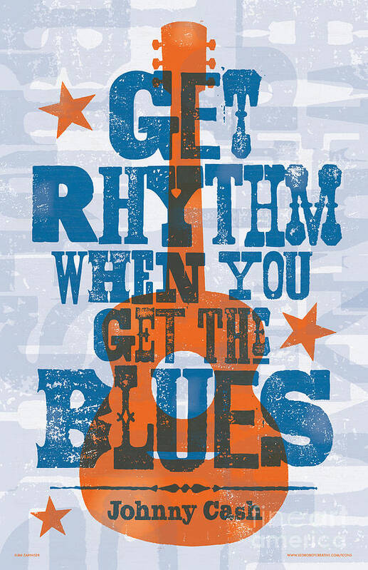 Get Rhythm Poster featuring the digital art Get Rhythm - Johnny Cash Lyric Poster by Jim Zahniser