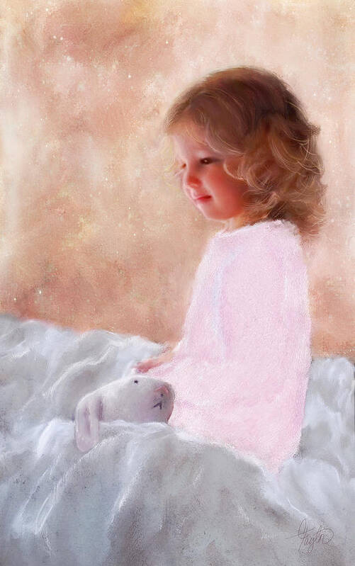 Paintings Of Children Poster featuring the painting Good Morning Bunnie by Colleen Taylor