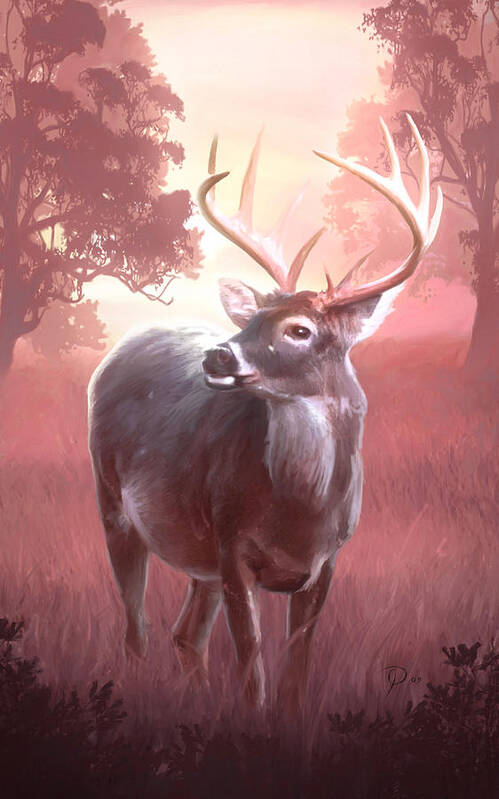 Deer Poster featuring the painting In the wilderness by Joel Payne