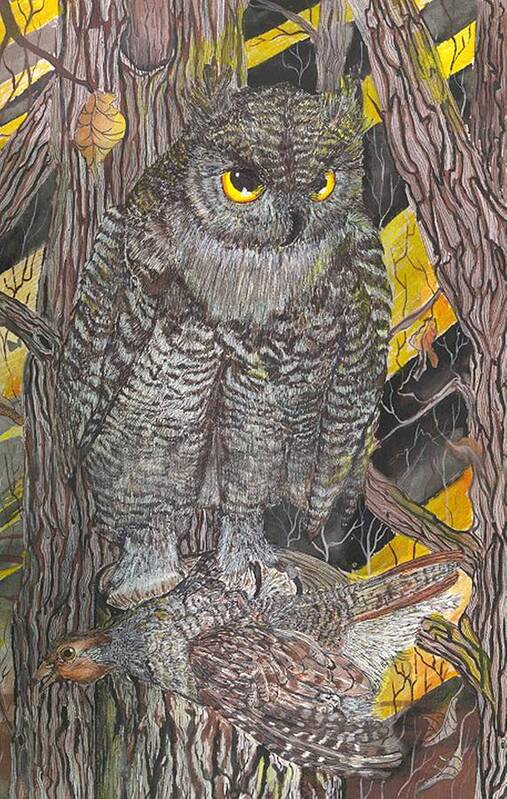Owl Poster featuring the painting Hunting Owl by Darren Cannell