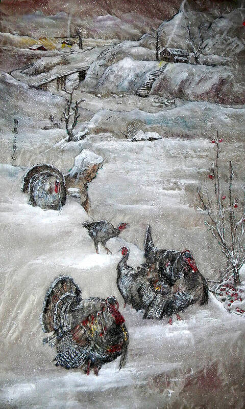 Landscape. Winter Poster featuring the painting In Time For The Holidays by Debbi Saccomanno Chan