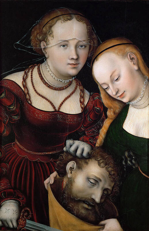Lucas Cranach The Elder Poster featuring the painting Judith with the Head of Holofernes and a Servant by Lucas Cranach the Elder